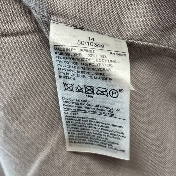 Banana Republic Linen Blend Women's 14 Coral Military Blazer Jacket Gold Buttons - Picture 12 of 12